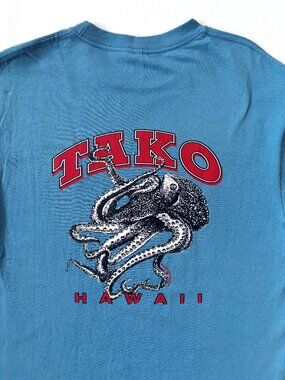Tako Long Sleeve Tshirt Hawaii Octopus Blue T-Shirt Large